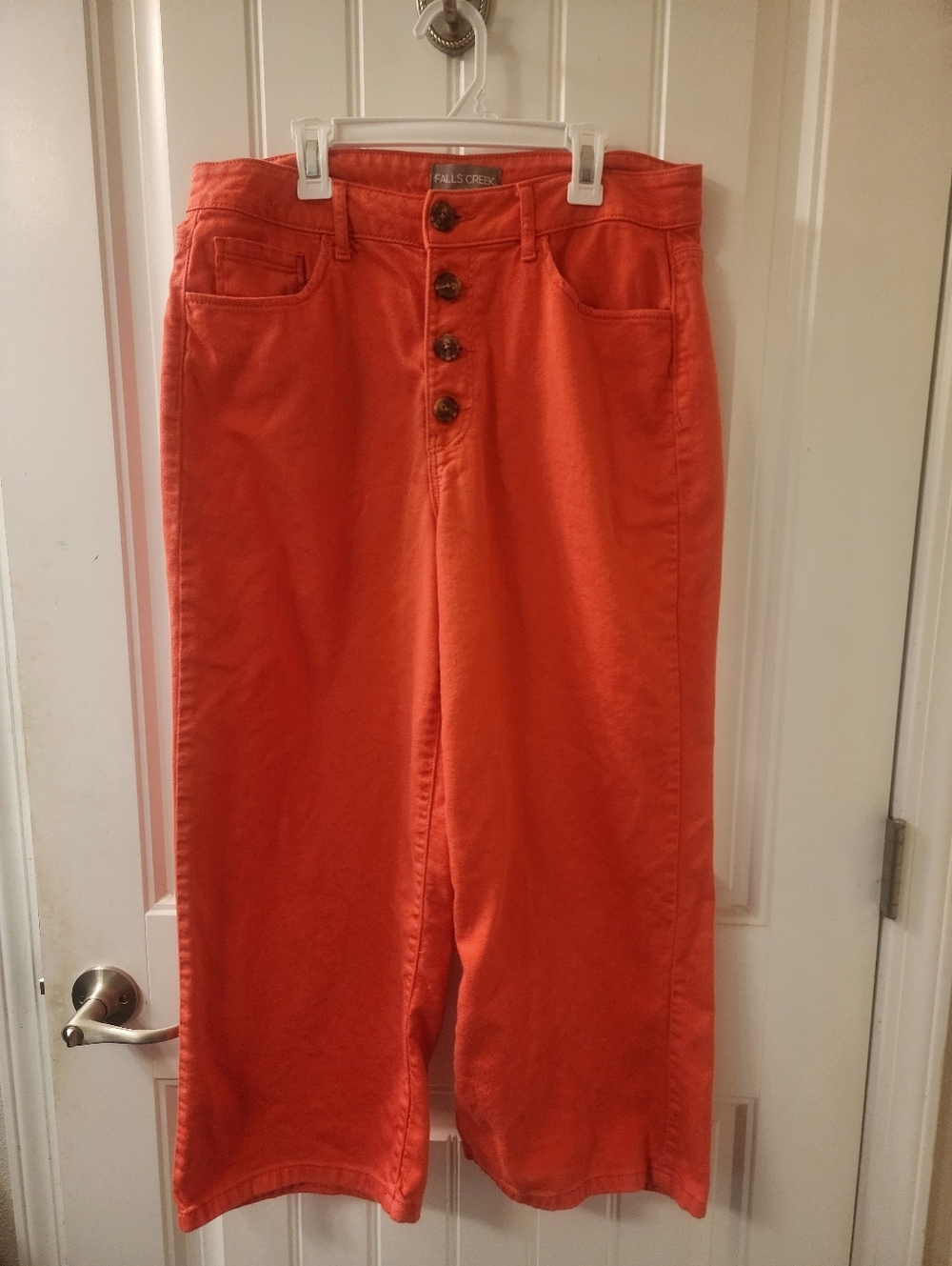 Falls Creek Coral Button Front Wide Leg Cropped Pants Size 12